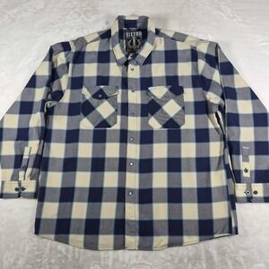 Dixxon Bar Harbor Flannel Shirt‎ Men's 3XL Blue White Plaid Pearl Snap Button